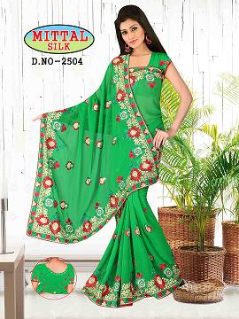 Manufacturers Exporters and Wholesale Suppliers of Green Designer Saree Surat Gujarat